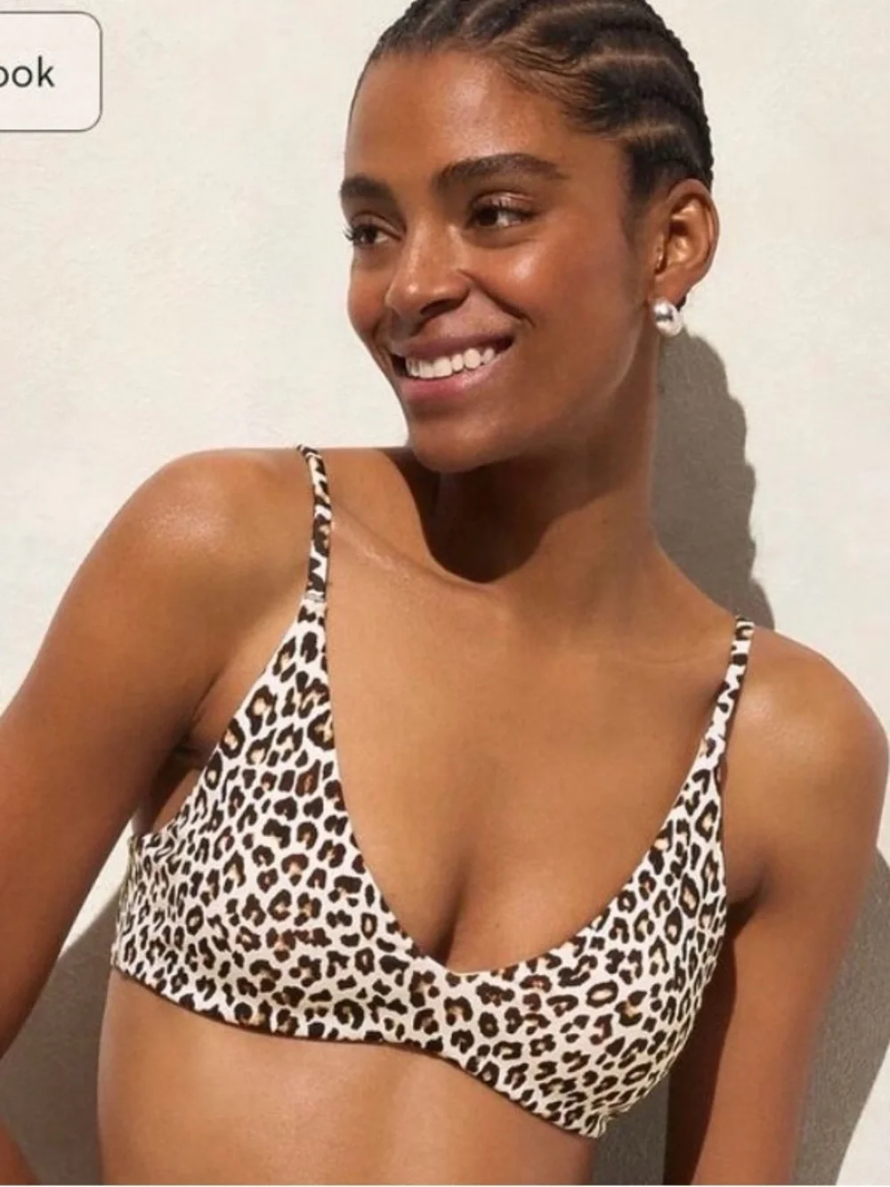 J. Crew Leopard Print Bikini Top in Brown and Cream